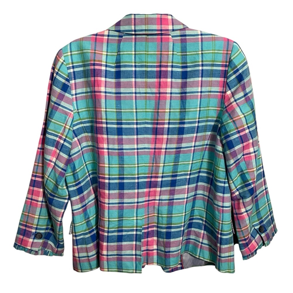 Talbots Madras Double-Button Sunshine Blazer Line… - image 4